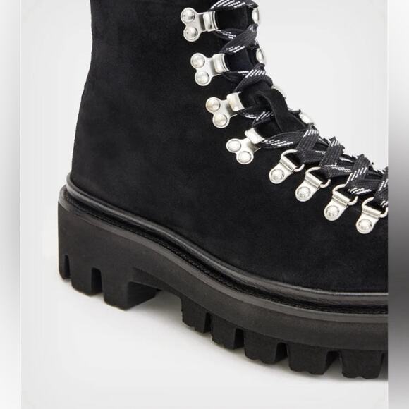 ALLSAINTS WANDA SUEDE combat boots black color US 9 EU 39 - Picture 5 of 16